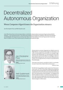Decentralized Autonomous Organizations