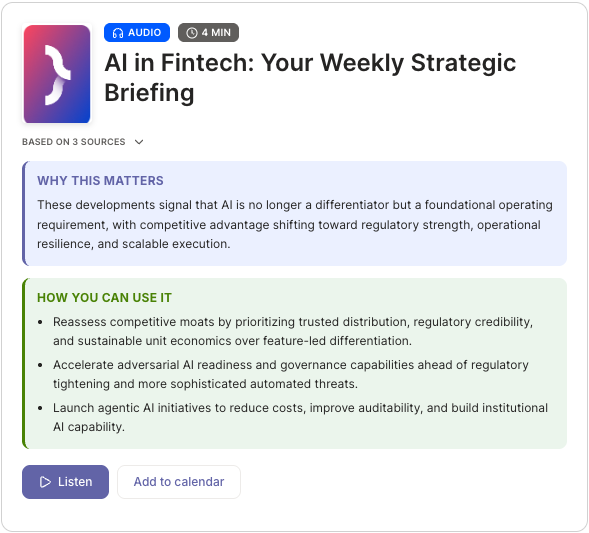 Flow weekly strategic briefing — AI in Fintech, with why it matters and how to use it