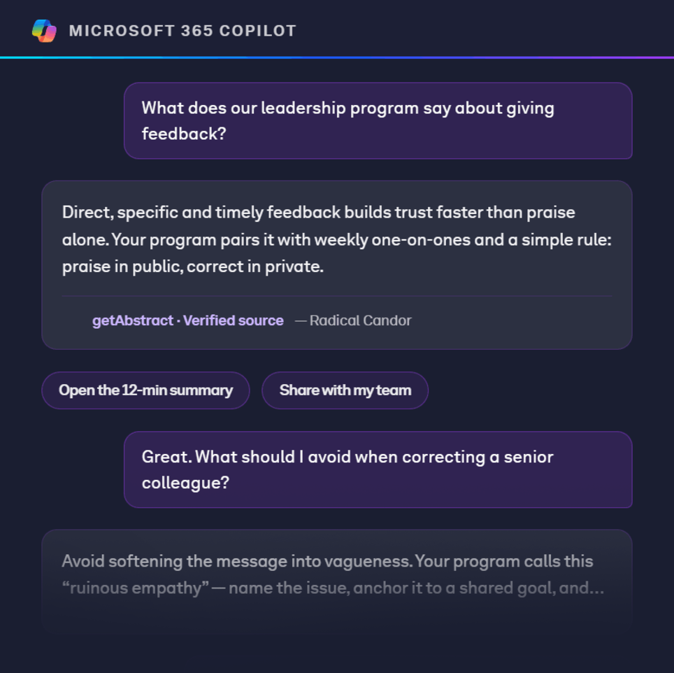 getAbstract answering inside Microsoft 365 Copilot