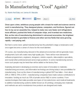 Is Manufacturing "Cool" Again?
