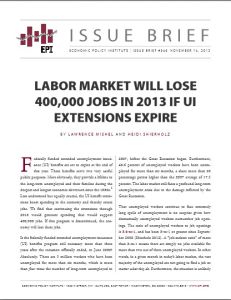 Labor Market Will Lose 400,000 Jobs in 2013 if UI Extensions Expire