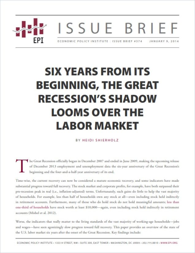 Six Years from Its Beginning, the Great Recession's Shadow Looms Over the Labor Market cover