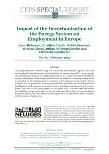 Impact of the Decarbonisation of the Energy System on Employment in Europe
