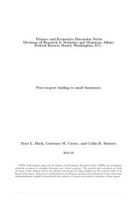 Peer To Peer Lending To Small Businesses Version Anglaise