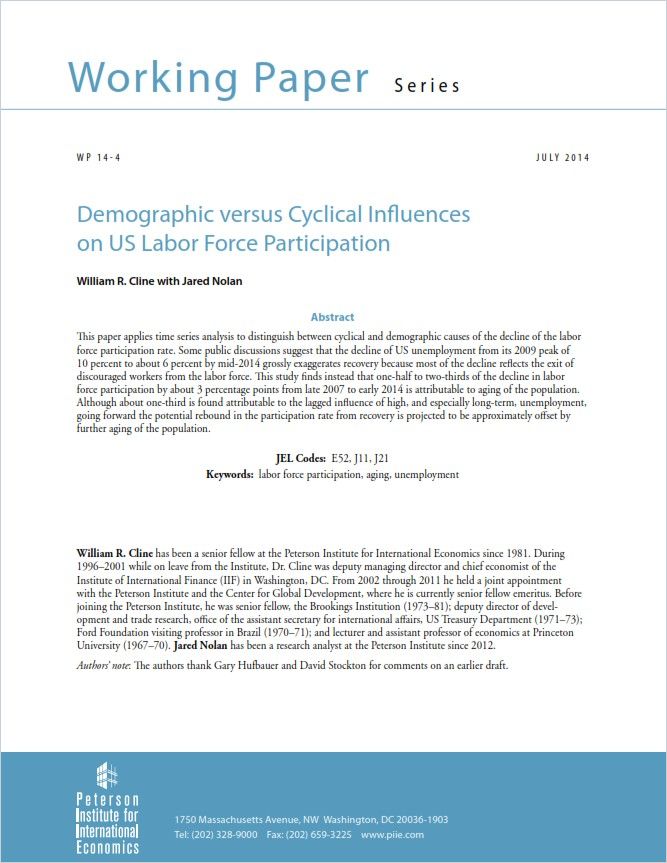 Demographic versus Cyclical Influences on US Labor Force Participation cover