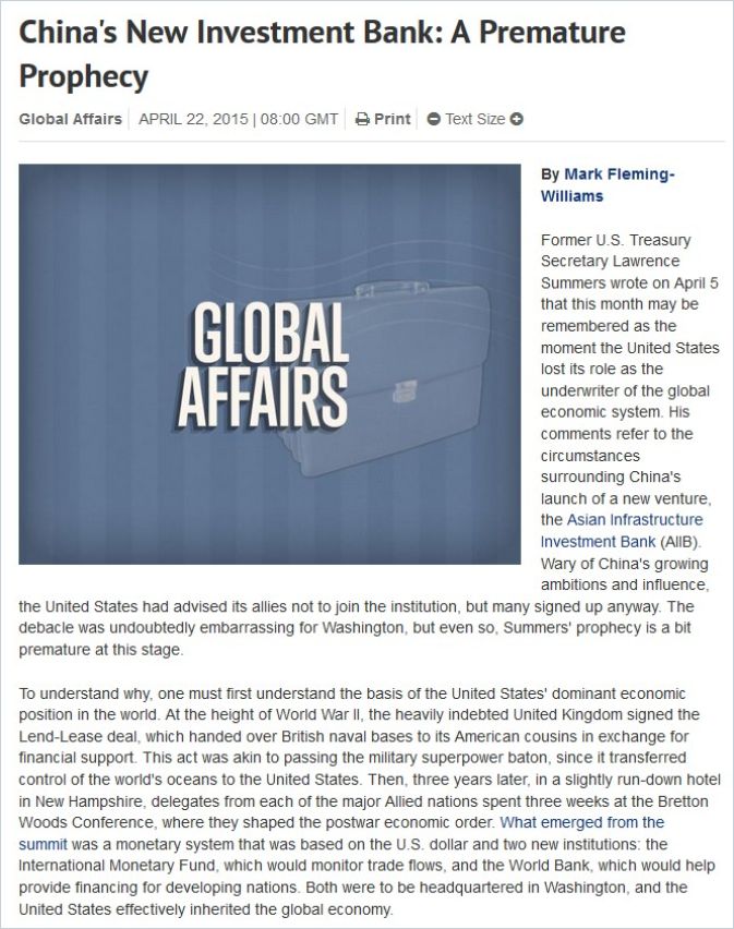 China’s New Investment Bank cover