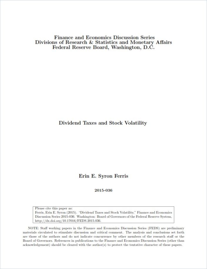 Dividend Taxes and Stock Volatility cover