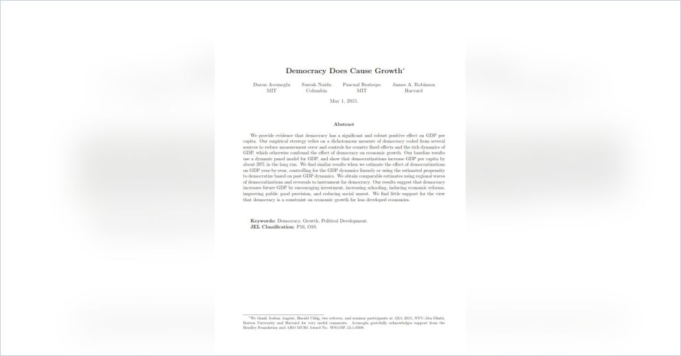 Democracy Does Cause Growth Version En Ingles Resumen Gratuito Daron Acemoglu Et Al