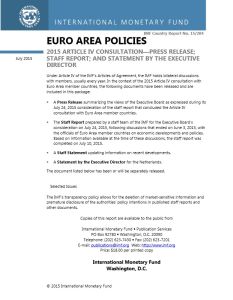 Euro Area Policies