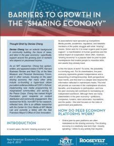 Barriers to Growth in the "Sharing Economy"