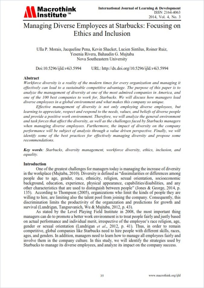 Managing Diverse Employees at Starbucks cover