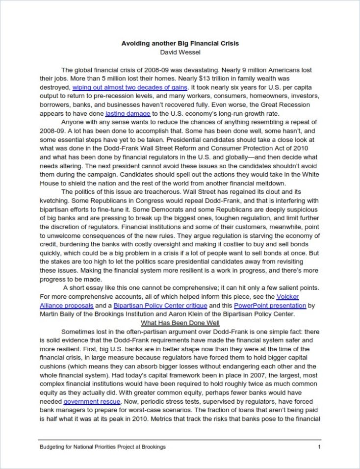 Avoiding another Big Financial Crisis cover