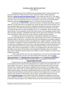 Avoiding another Big Financial Crisis