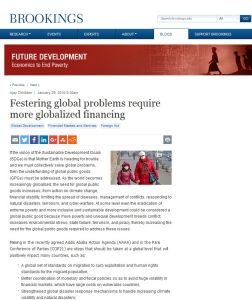 Festering Global Problems Require More Globalized Financing
