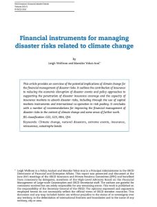 Financial Instruments for Managing Disaster Risks Related to Climate Change