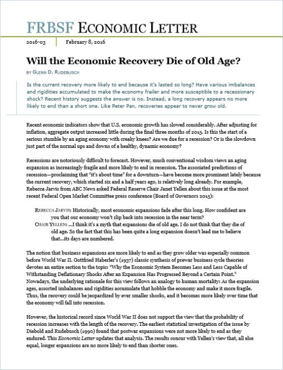 Will the Economic Recovery Die of Old Age? cover