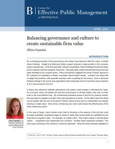 Balancing Governance and Culture to Create Sustainable Firm Value