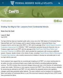 Ending Too Big to Fail: Lessons from Continental Illinois