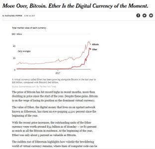 Move Over, Bitcoin. Ether Is the Digital Currency of the Moment.