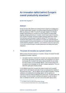 An Innovation Deficit Behind Europe’s Overall Productivity Slowdown?