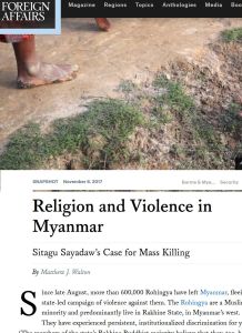 Religion and Violence in Myanmar