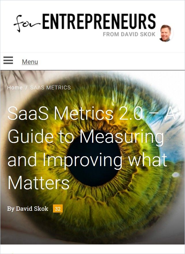 Image of: SaaS Metrics 2.0