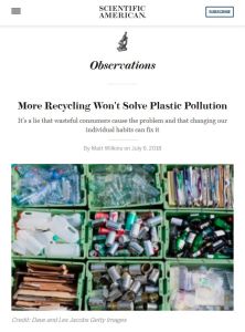 仅靠回收难以解决塑料污染