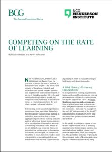 Competing on the Rate of Learning