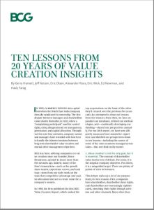 Ten Lessons from 20 Years of Value Creation Insights