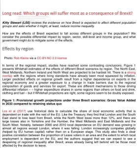 Which Groups Will Suffer Most as a Consequence of Brexit?