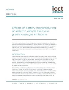 Effects of Battery Manufacturing on Electric Vehicle Life-Cycle Greenhouse Gas Emissions