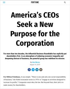 America’s CEOs Seek a New Purpose for the Corporation
