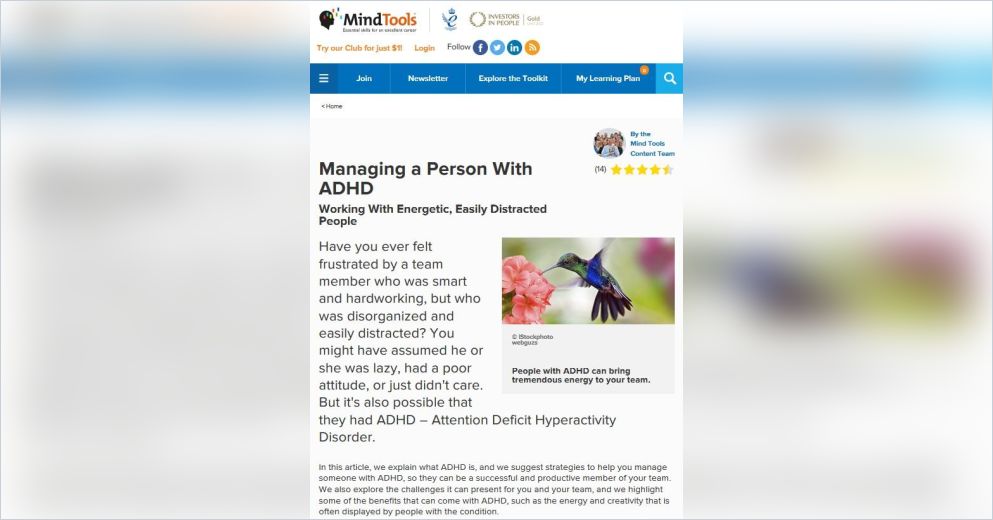 Managing A Person With Adhd 英语版 浓缩版 Mindtools