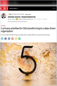 5 Primary Activities for CIOs Transforming to a Data-Driven Organization summary
