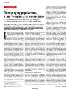 To Help Aging Populations, Classify Organismal Senescence