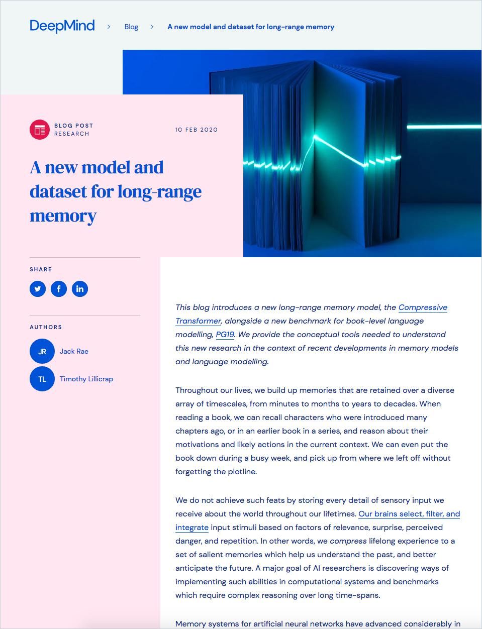 Image of: A New Model and Dataset for Long-Range Memory