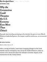Why the Coronavirus Could Threaten the U.S. Economy Even More Than China&rsquo;s