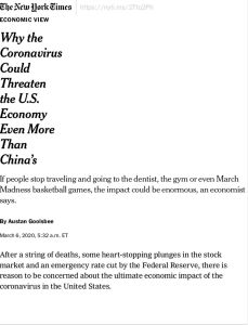 Why the Coronavirus Could Threaten the U.S. Economy Even More Than China’s