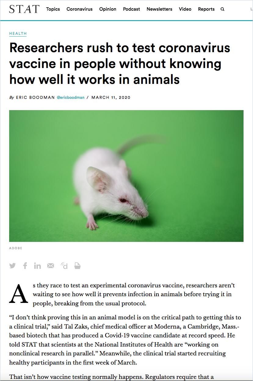 Image of: Researchers rush to test coronavirus vaccine in people without knowing how well it works in animals