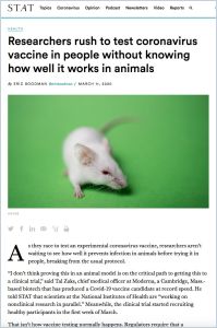 Researchers rush to test coronavirus vaccine in people without knowing how  well it works in animals Free Summary by Eric Boodman