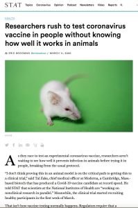 研究者急于进行新冠疫苗人体试验，而动物试验还未完成