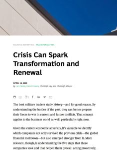 Crisis Can Spark Transformation and Renewal