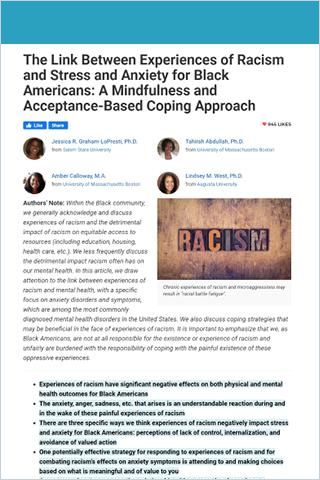 Racism And Severe Anxiety Of Black Americans