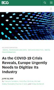 As the COVID-19 Crisis Reveals, Europe Urgently Needs to Digitize Its Industry