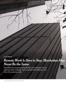Remote Work Is Here to Stay. Manhattan May Never Be the Same.
