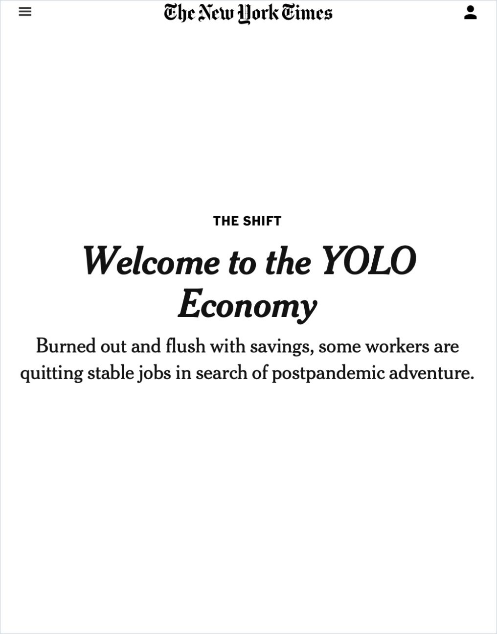 Image of: Welcome to the YOLO Economy