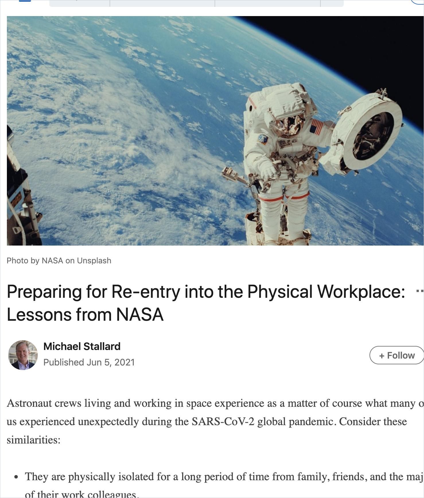 Image of: Preparing for Re-Entry into the Physical Workspace