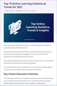 Top 75 Online Learning Statistics & Trends for 2021 summary