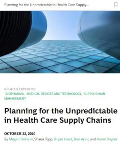 Planning for the Unpredictable in Health Care Supply Chains