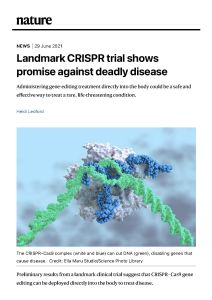 Landmark CRISPR Trial Shows Promise Against Deadly Disease